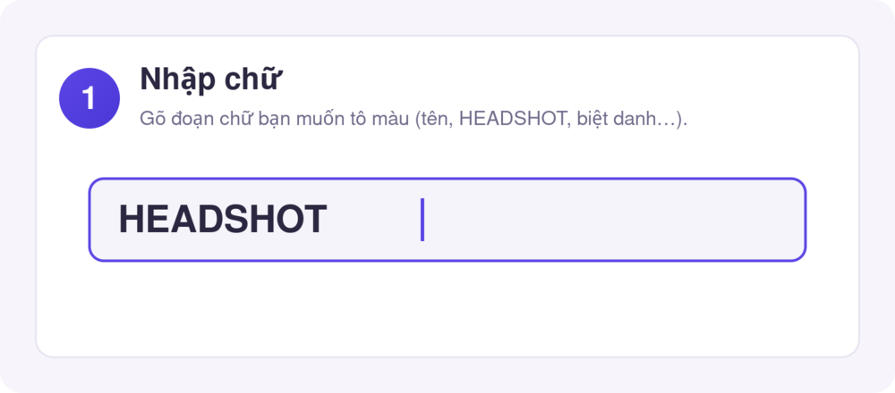 Bước 1: nhập chữ cần tô màu Free Fire