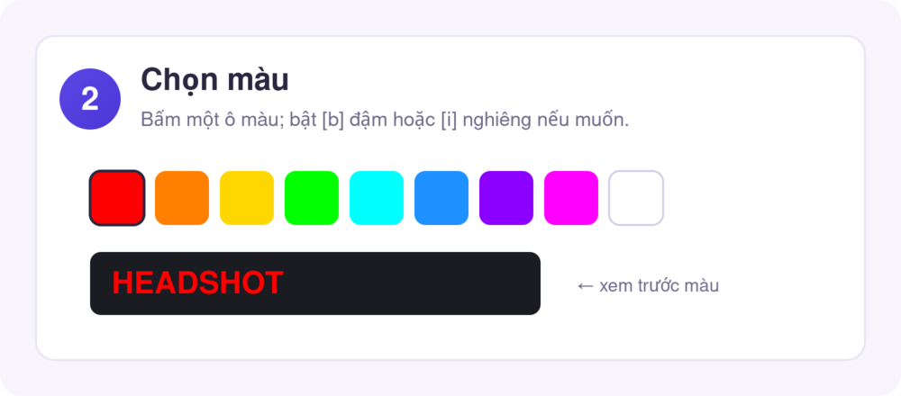 Bước 2: chọn màu trong bảng màu FF