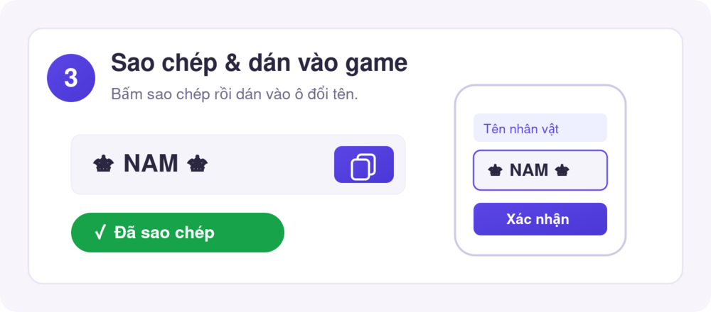 Bước 3: sao chép nickname và dán vào ô đổi tên Free Fire