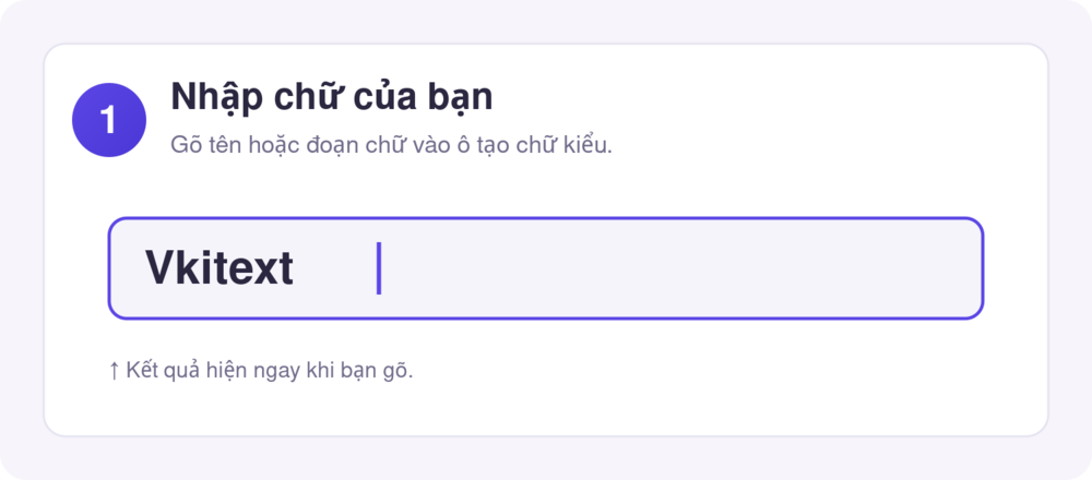 Bước 1: nhập chữ vào công cụ tạo chữ kiểu