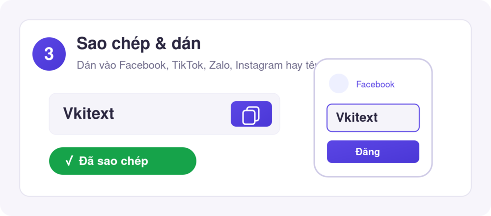 Bước 3: sao chép chữ kiểu và dán vào Facebook, TikTok, Zalo