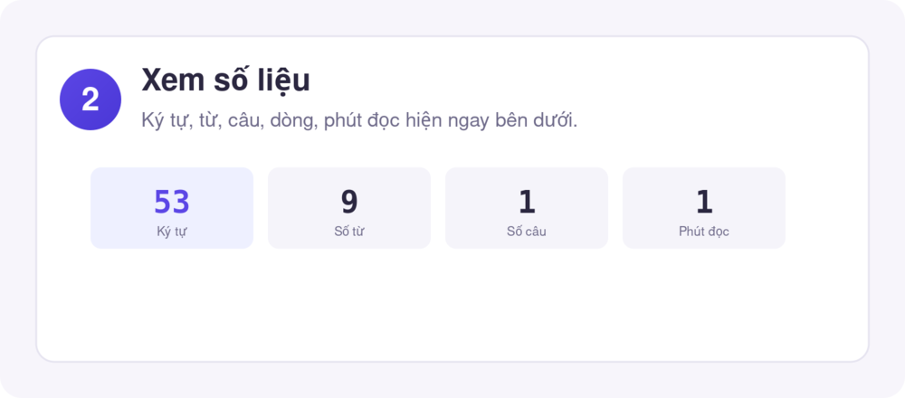 Bước 2: xem số ký tự, từ, câu, dòng