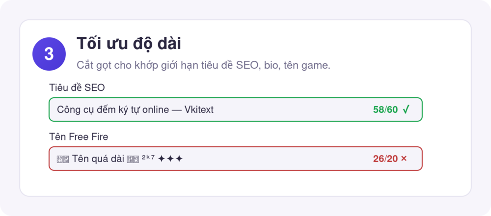 Bước 3: tối ưu độ dài theo giới hạn SEO, tên game