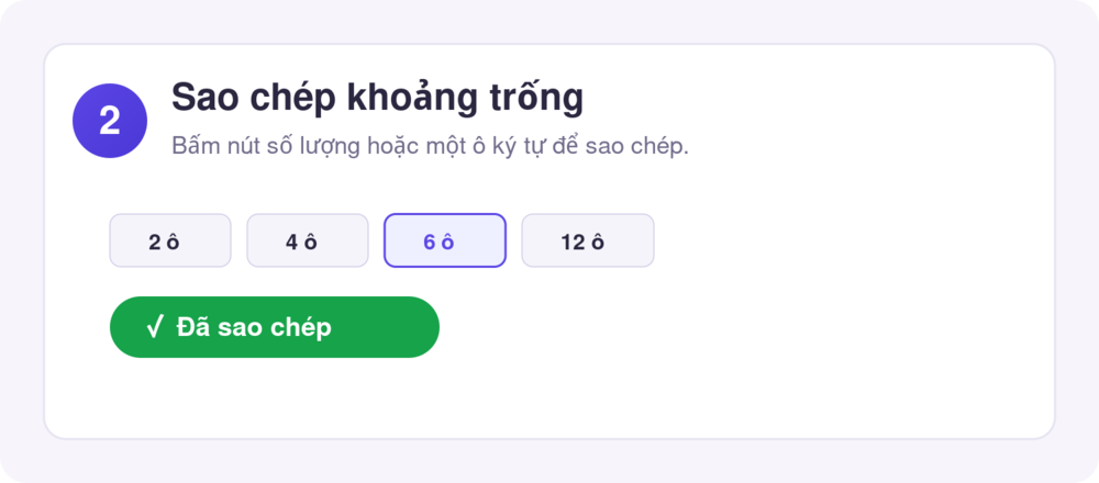 Bước 2: sao chép ký tự khoảng trống