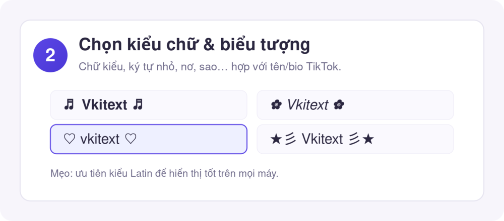 Bước 2: chọn kiểu chữ và biểu tượng TikTok