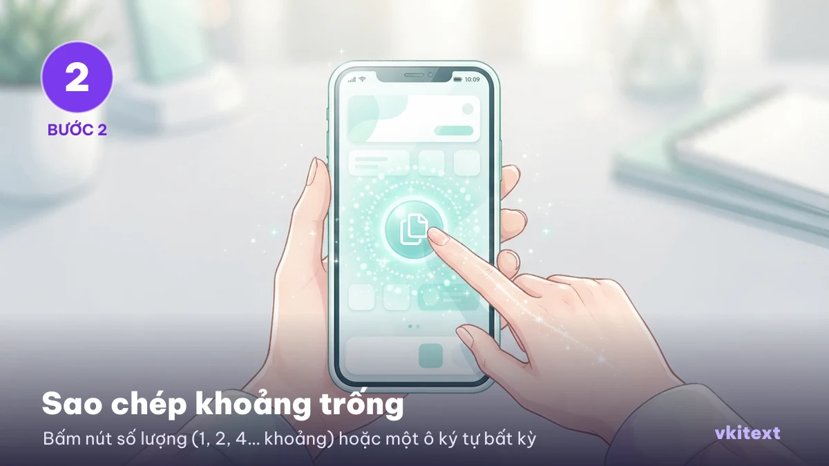 Bước 2: sao chép kí tự khoảng trống