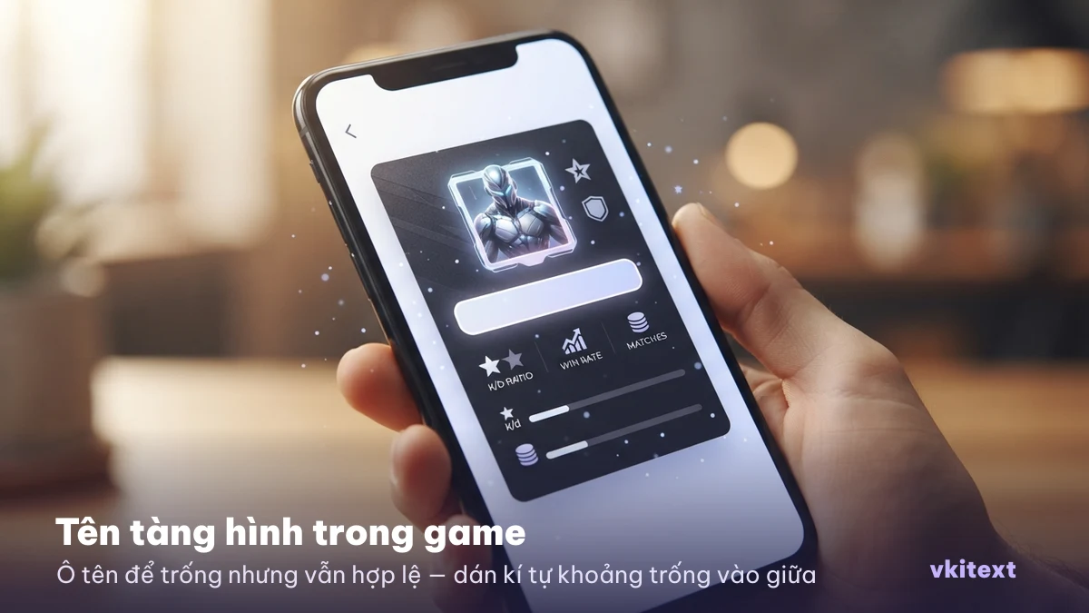 Tên tàng hình trong game — ô tên để trống bằng kí tự khoảng trống