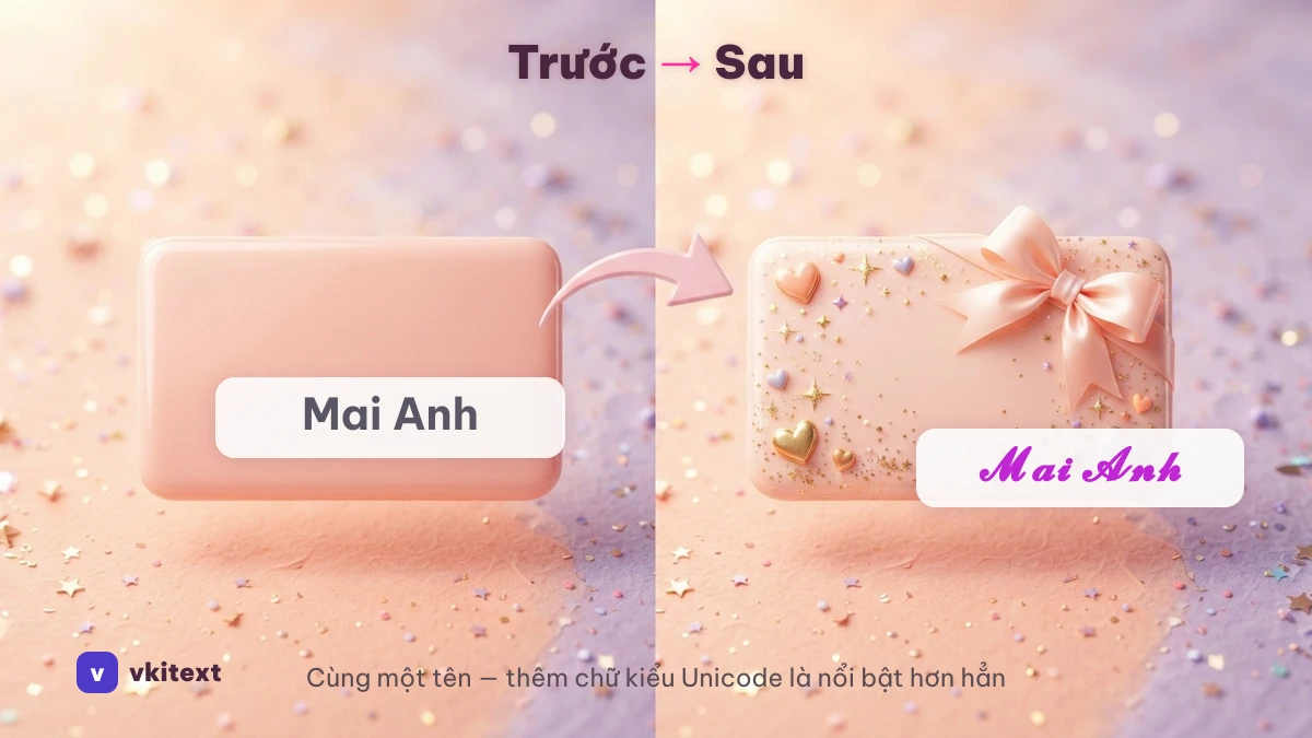 So sánh tên thường và tên TikTok có font chữ kiểu
